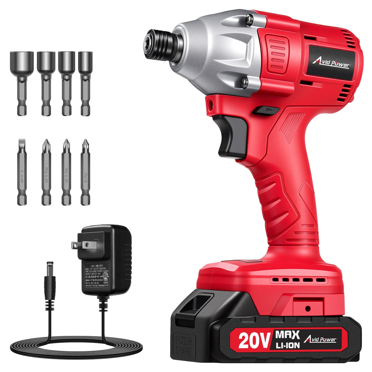 AVID POWER impact driver kit front view showing compact design for tight spaces
