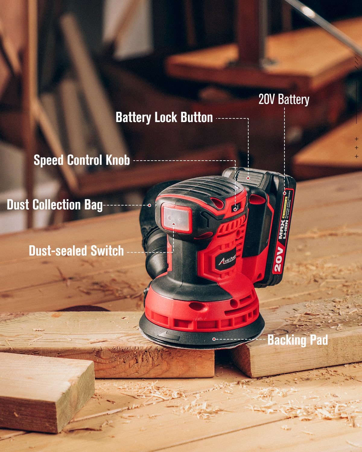 AVID POWER complete kit includes sander, papers, bag, and manual.