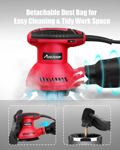 AVID POWER orbital sander is lightweight and compact for tight spots