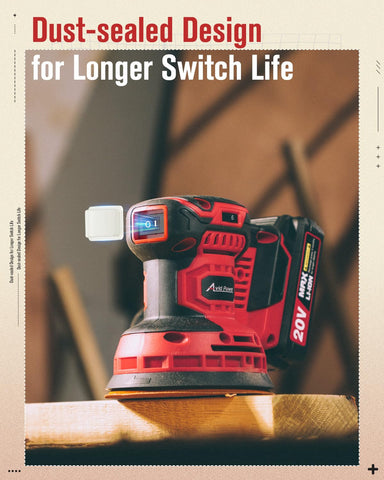 AVID POWER quick-disc attachment for fast sandpaper changes.