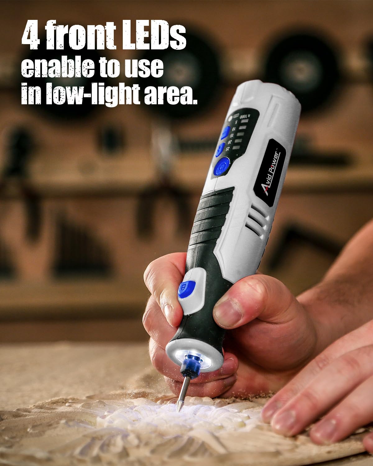Five speed options on AVID POWER rotary tool for versatile tasks