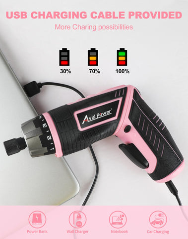 AVID POWER screwdriver with dual-position handle for straight and pistol grip tasks