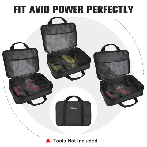 AVID POWER tool bag mesh dividers keep small parts organized.