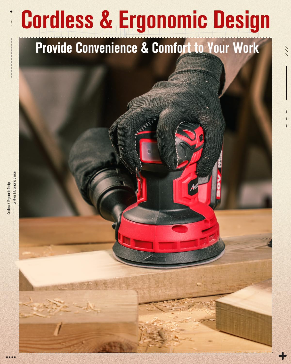 AVID POWER sander offers six speeds for versatile material finishing.