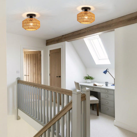 Avinluxe compact rattan hallway light blends Nordic and boho style