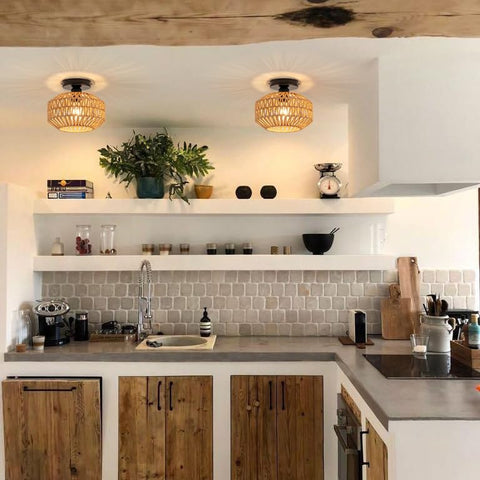 Avinluxe farmhouse boho wicker light for cozy rooms
