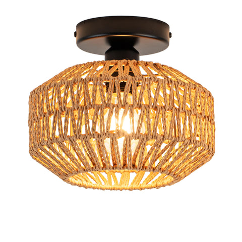 Avinluxe mini rattan boho ceiling light with easy assembly