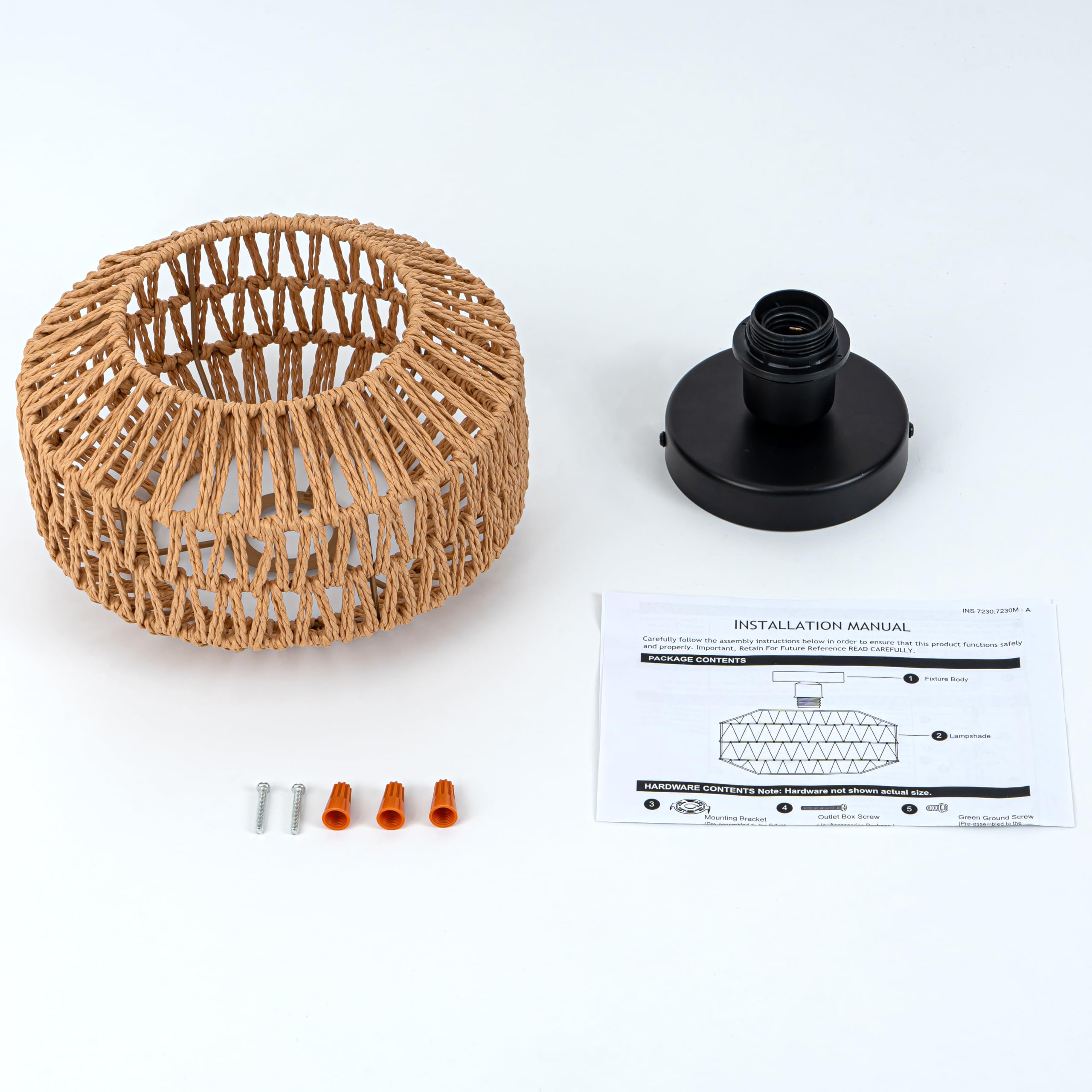 Avinluxe small woven rattan ceiling light suitable for tight spaces