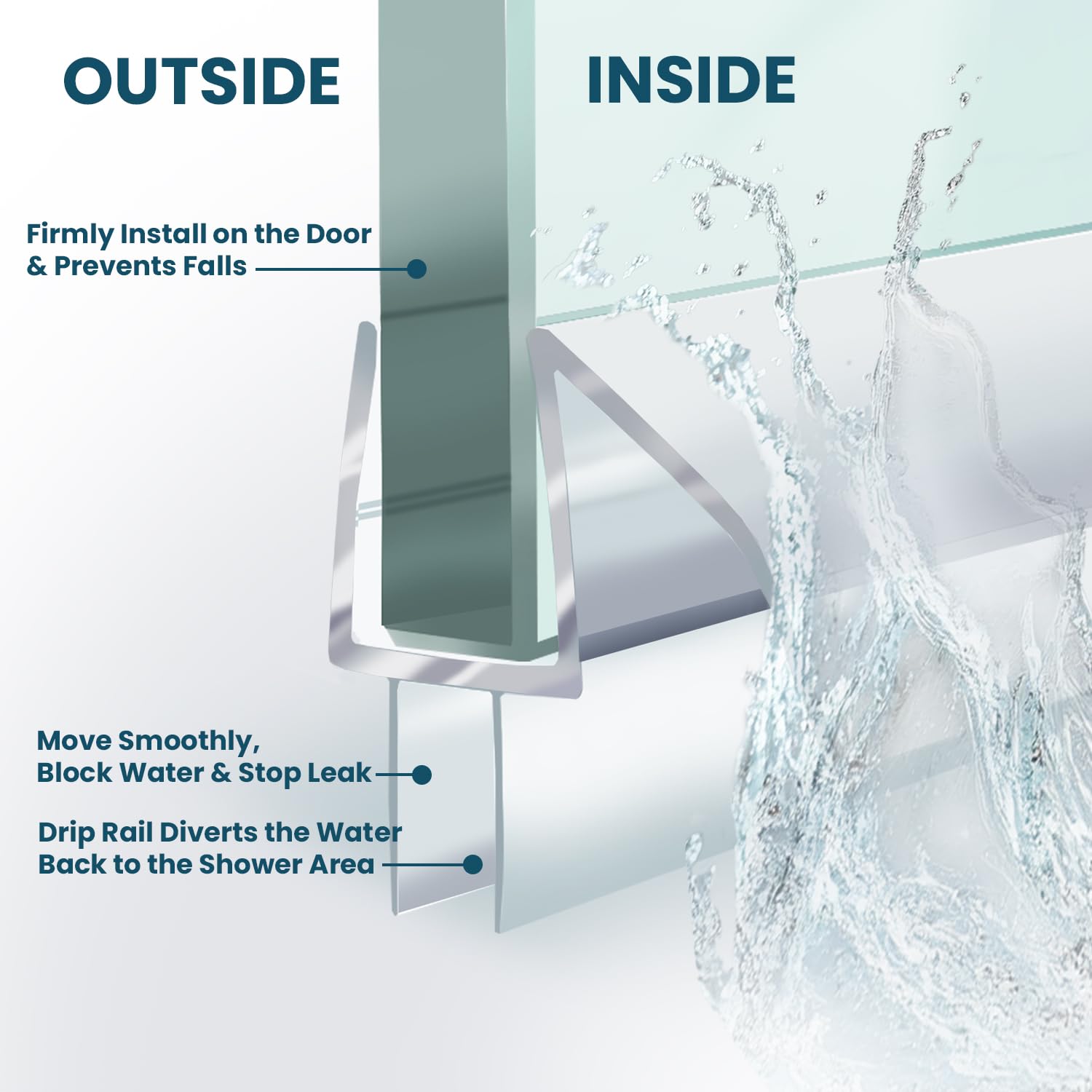 Aviora ultra-clear polycarbonate shower seal maintaining transparency