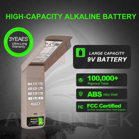 Avisontek 877LM battery detail highlights long-lasting 9V alkaline power