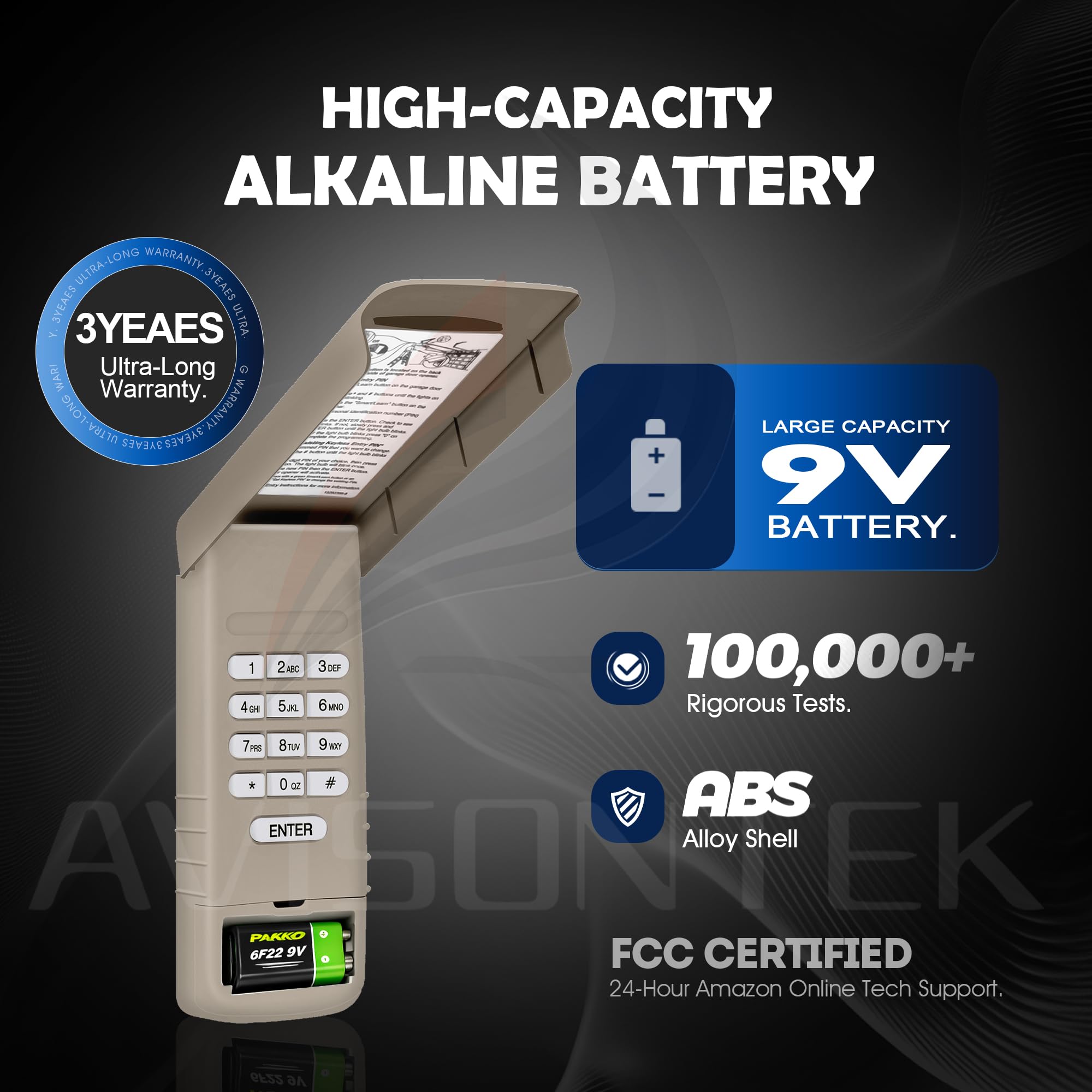 Battery compartment on Avisontek 877MAX for long-lasting use.