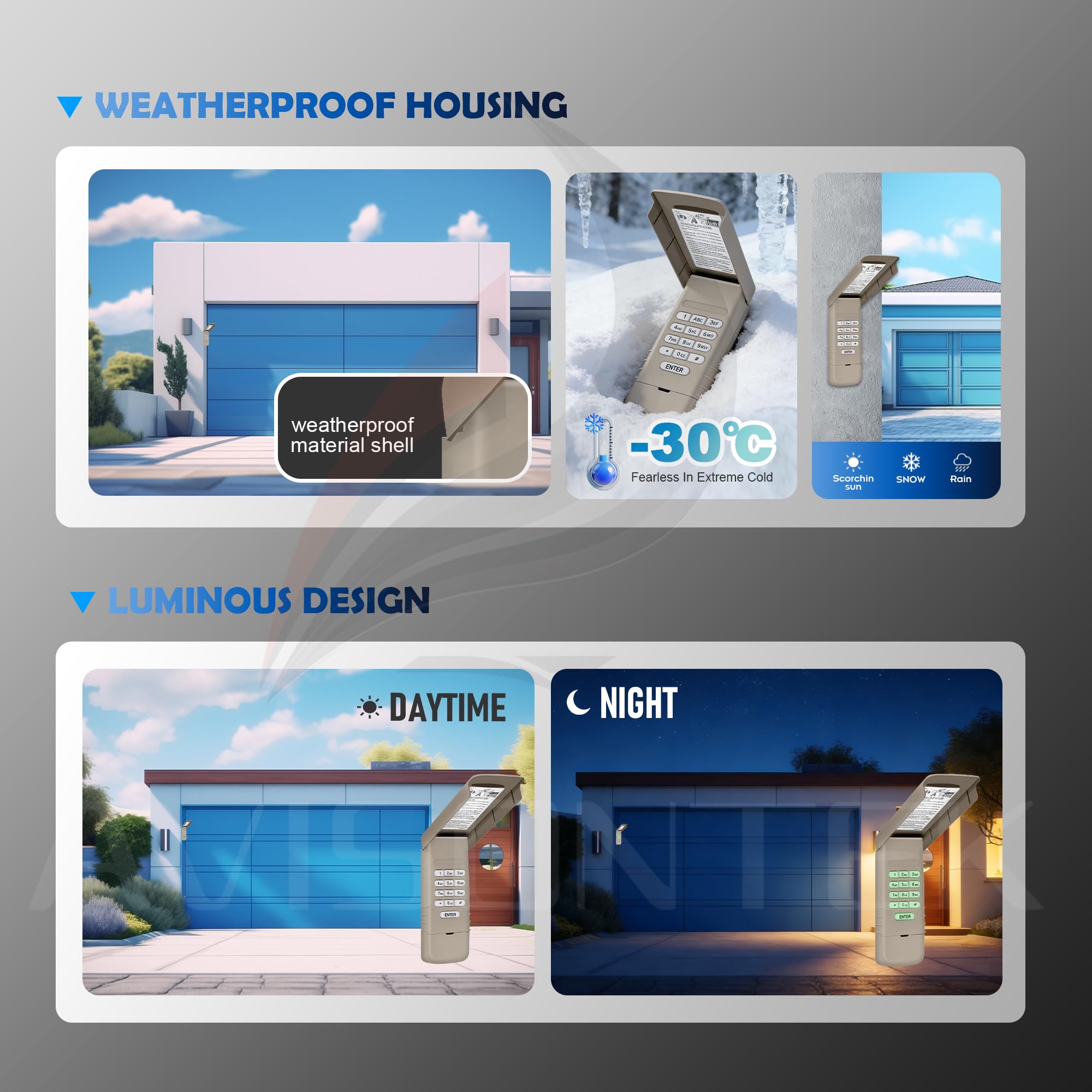 Weatherproof Avisontek 877MAX keypad suitable for diverse weather.