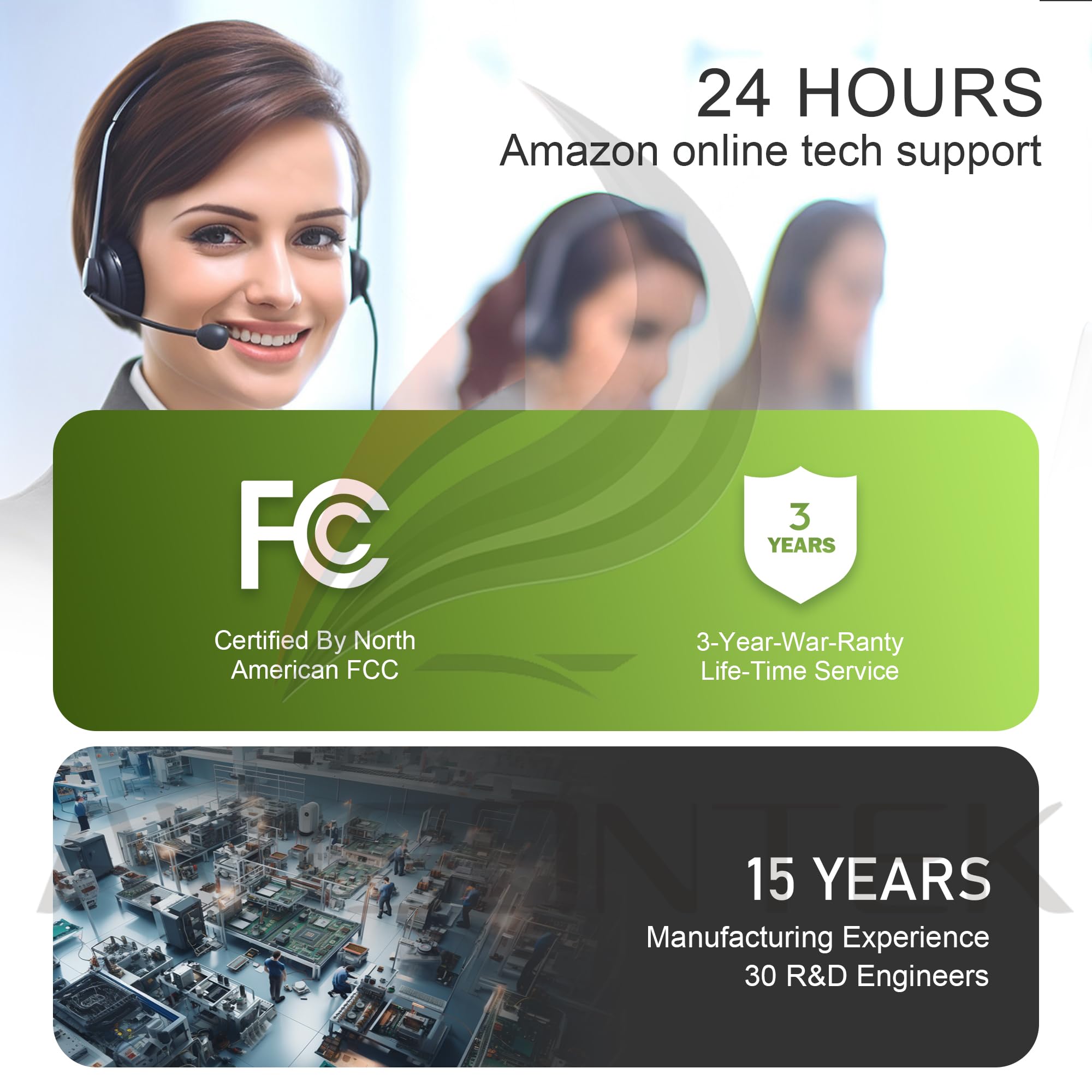 Avisontek Genie remote FCC certified logo indicating safety standards.