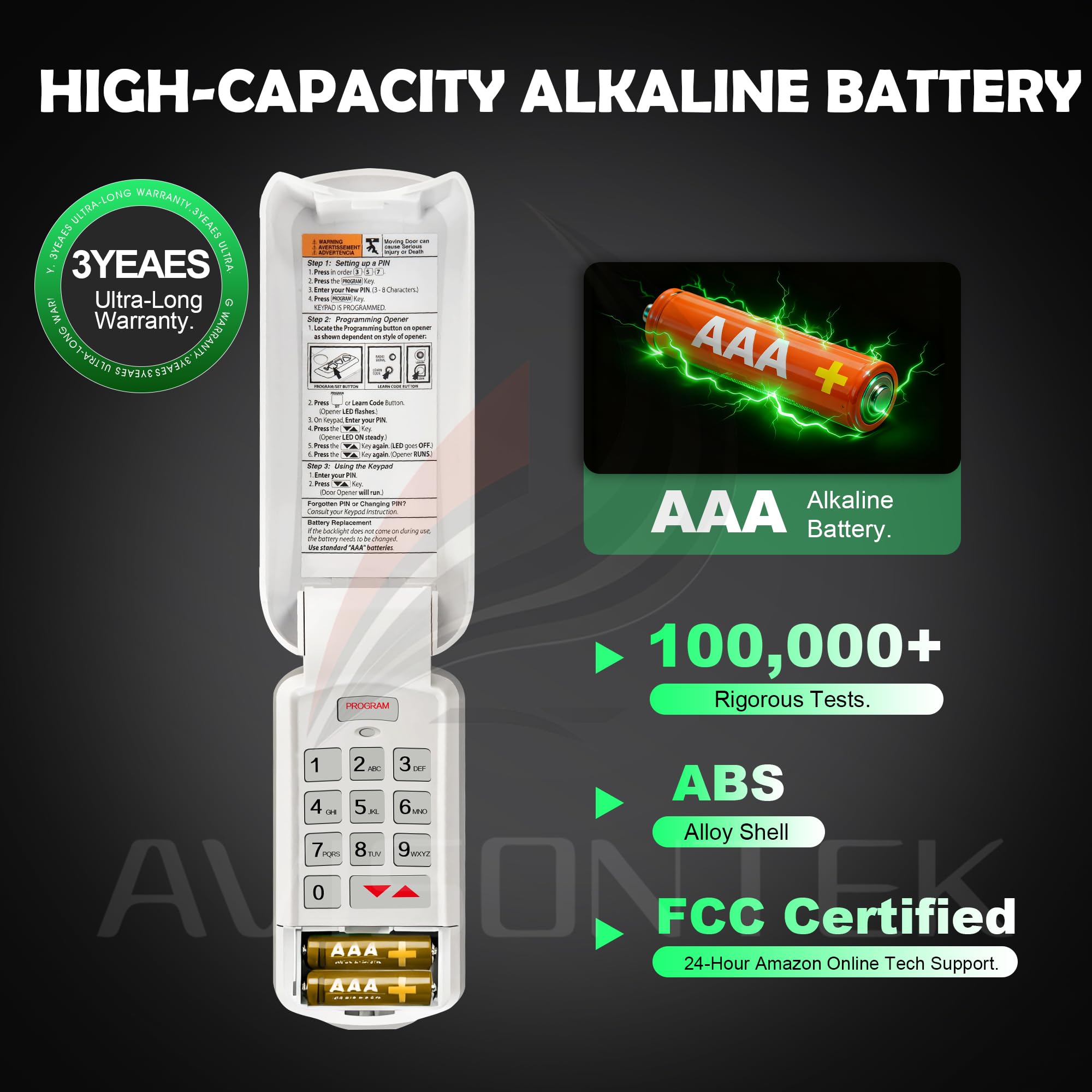 Avisontek GK-R with rolling code encryption protects keypad entries.