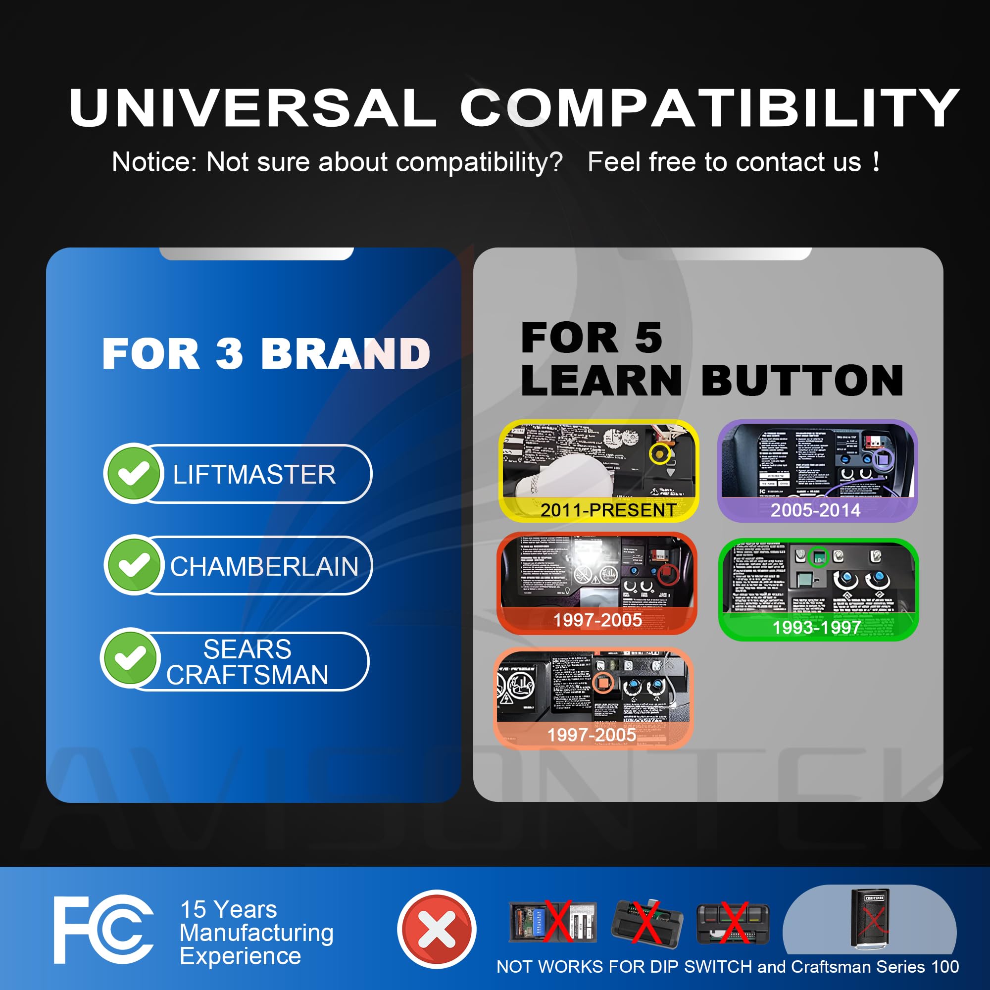 Avisontek LiftMaster 374UT remote battery compartment shows the high capacity battery.