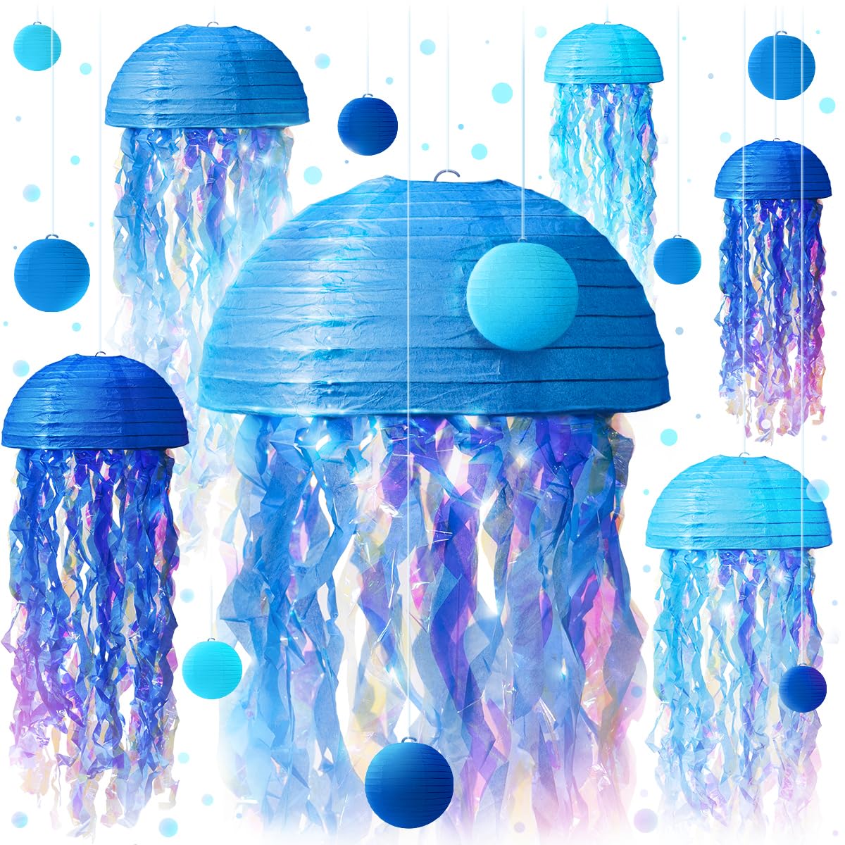 Avoseta jellyfish lanterns in blue create luminous undersea ambiance for parties