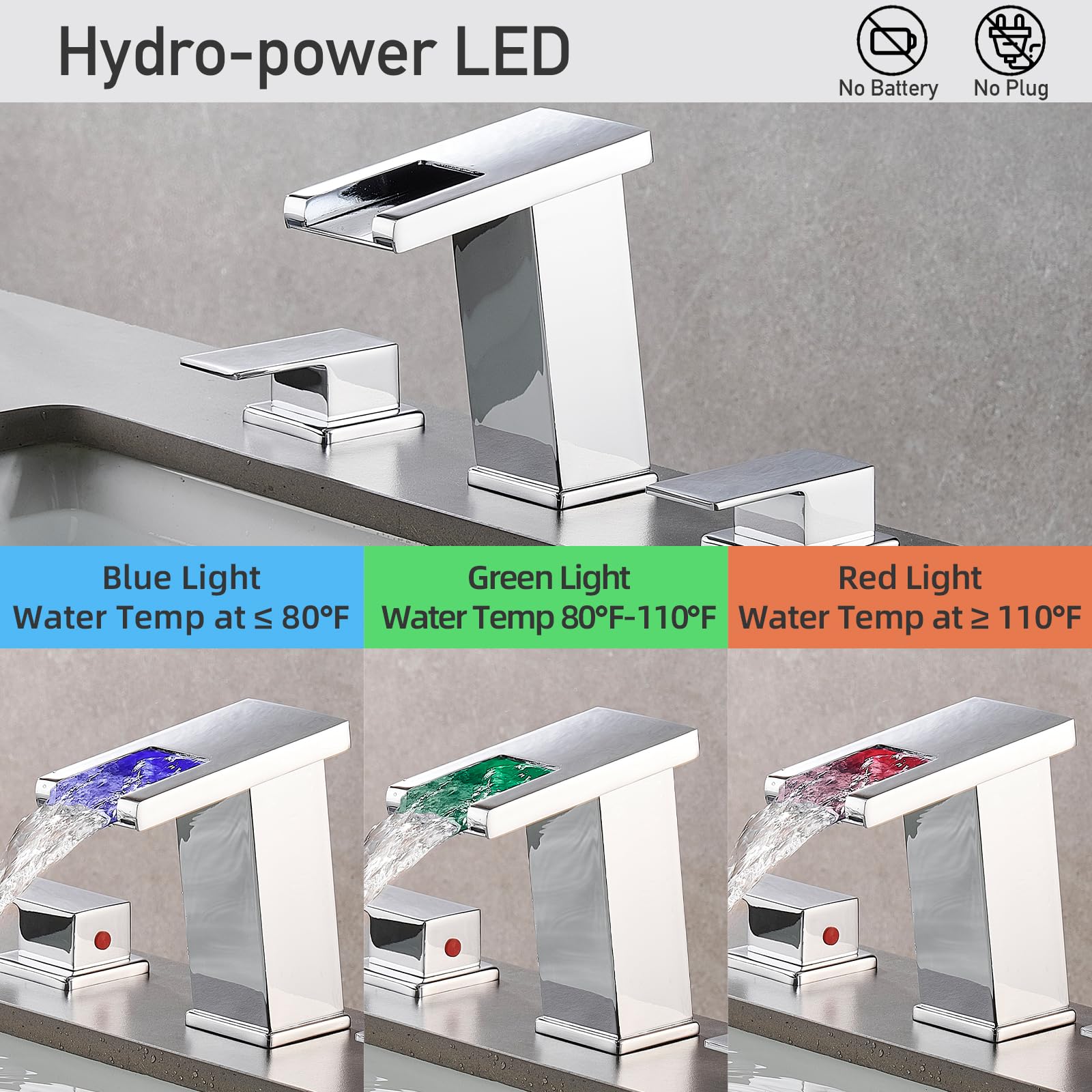 AVSIILE waterfall bathroom faucet arc spout delivers spa-like water flow.