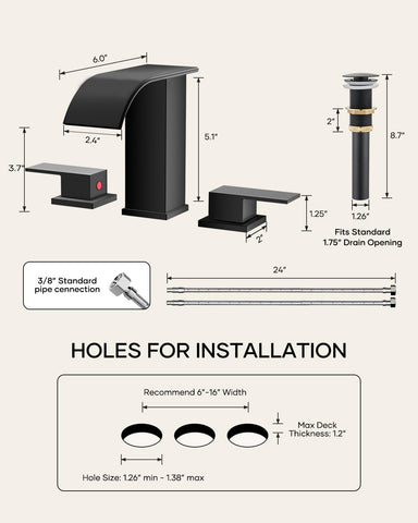 AVSIILE 8-inch widespread faucet with easy temperature and flow control.