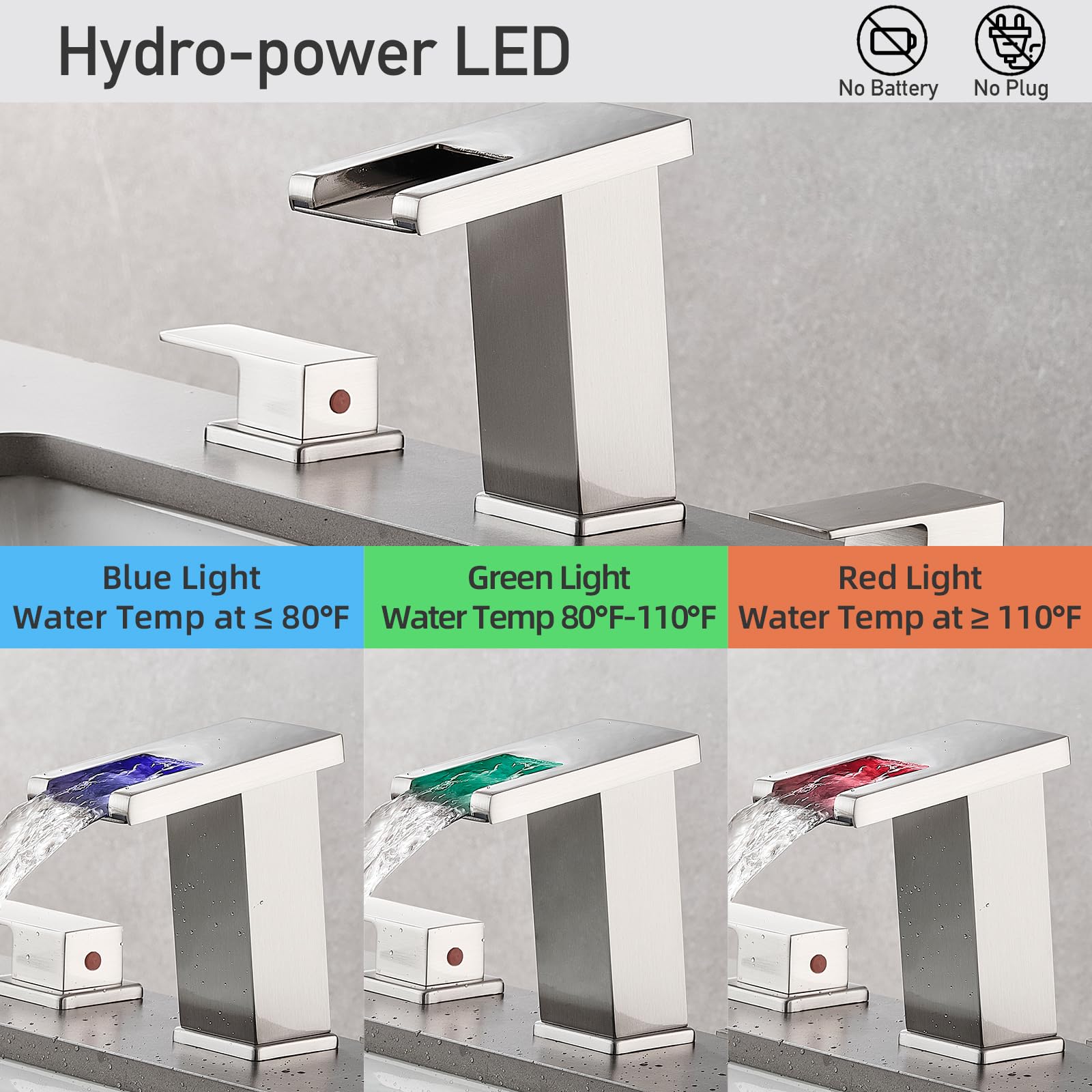 AVSIILE arc spout LED faucet provides a soothing waterfall effect during daily routines.