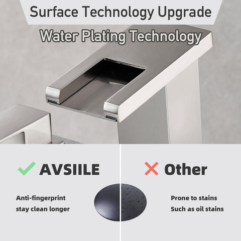 AVSIILE brushed gold finish faucet with LED light adds a warm glow.