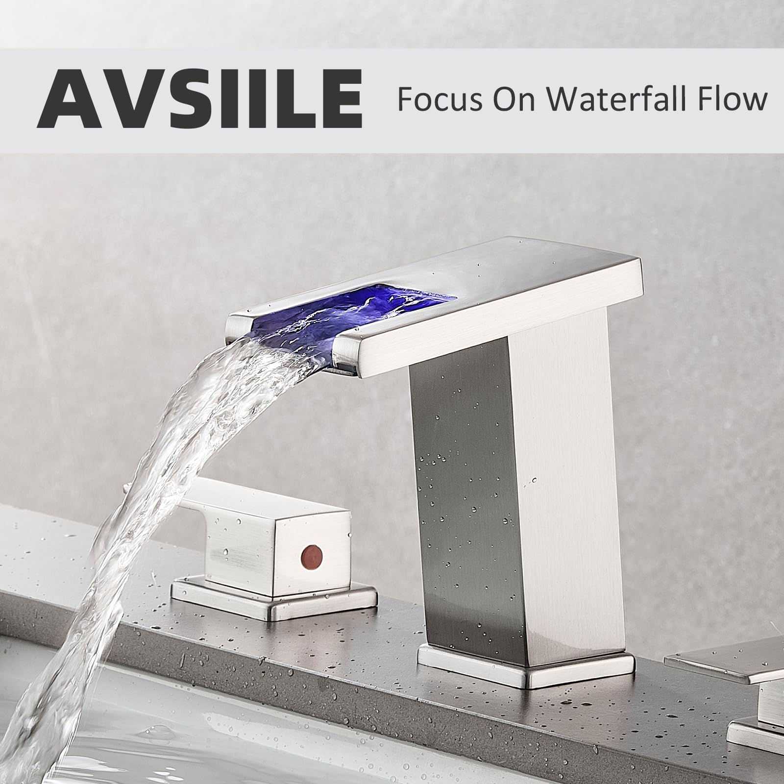 AVSIILE brushed nickel finish faucet resists fingerprints for easy cleaning.