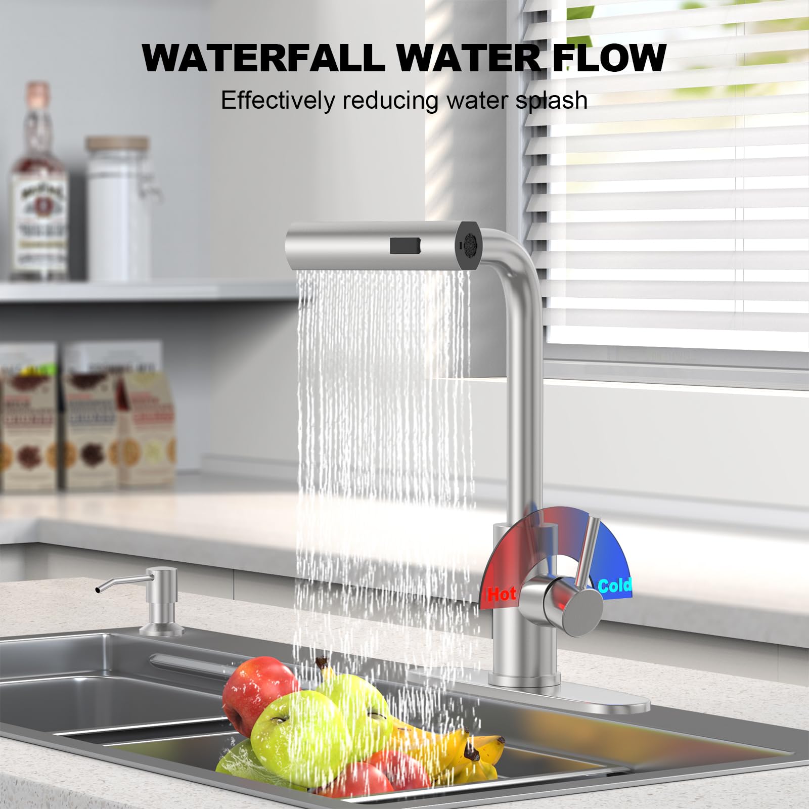 AVSIILE brushed nickel faucet with single-hole design.