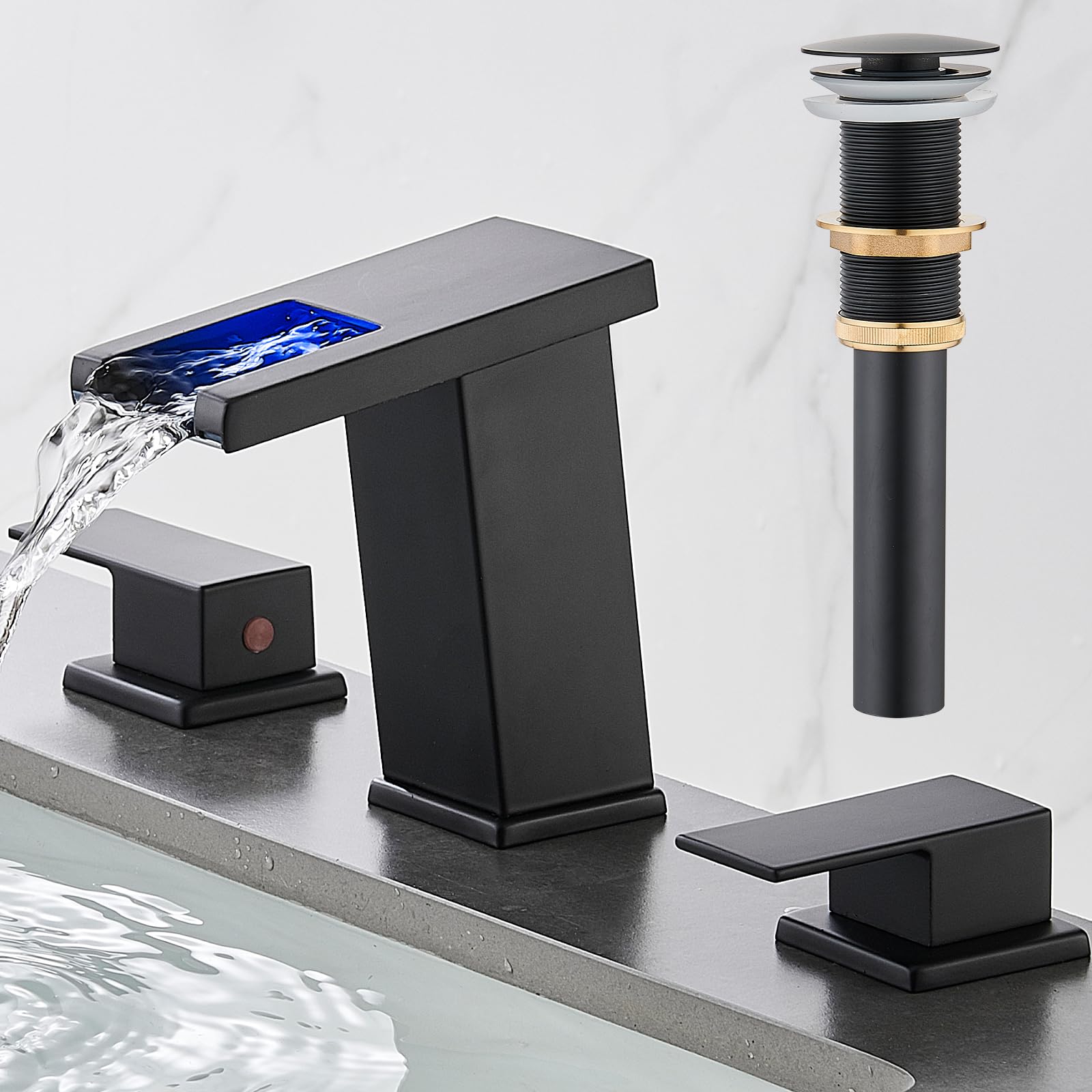 AVSIILE LED waterfall arc faucet with ambient glow for modern bathrooms