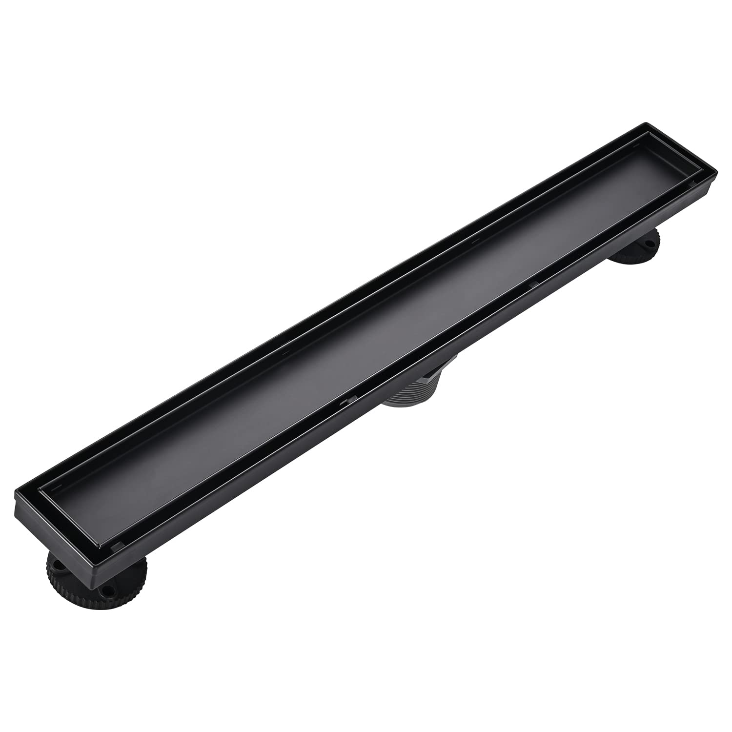 AVSIILE linear shower drain with black finish provides stylish drainage and easy maintenance.