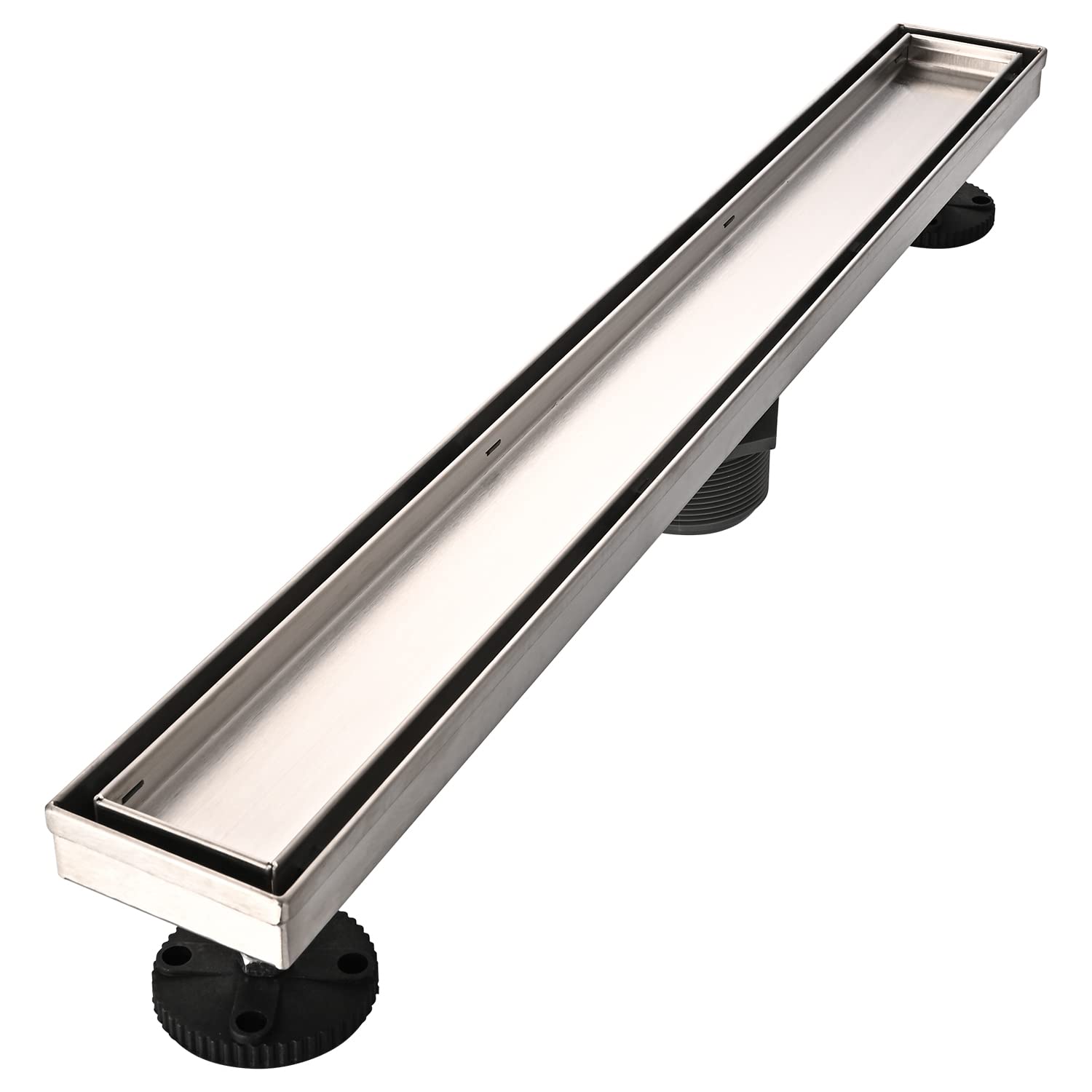 AVSIILE 24-inch linear drain in brushed nickel for quick, even water flow.