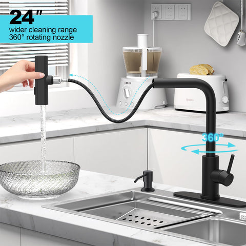 AVSIILE faucet displaying three spray modes for versatile use