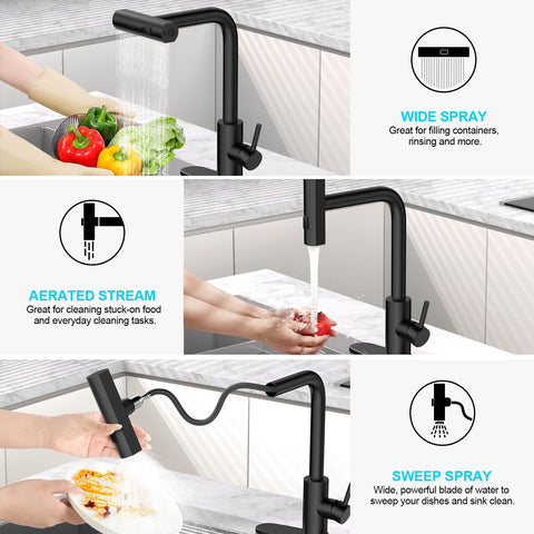 AVSIILE faucet close-up showing pull-down spray head and sleek finish