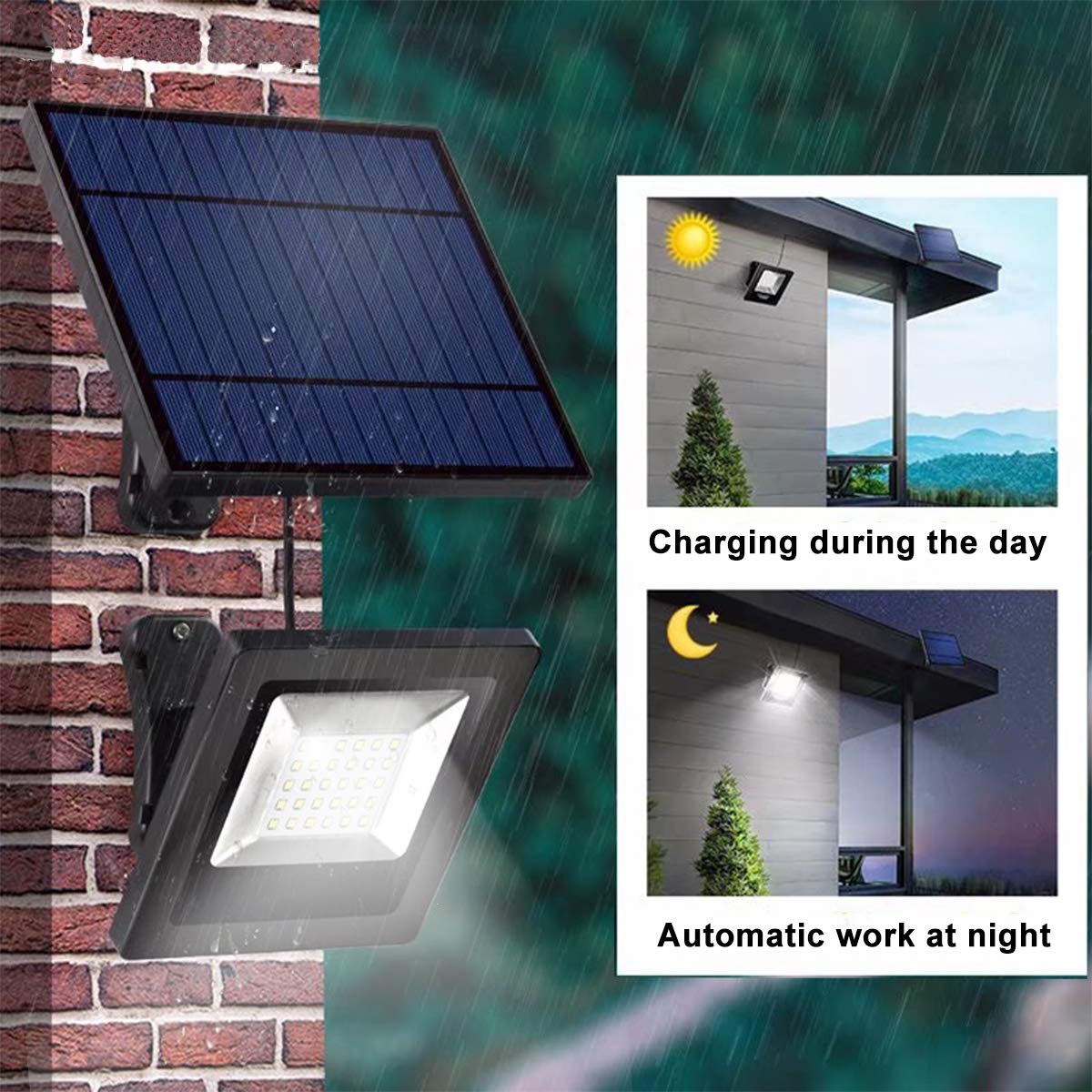 Awanber solar light brightens the garage entry after dusk
