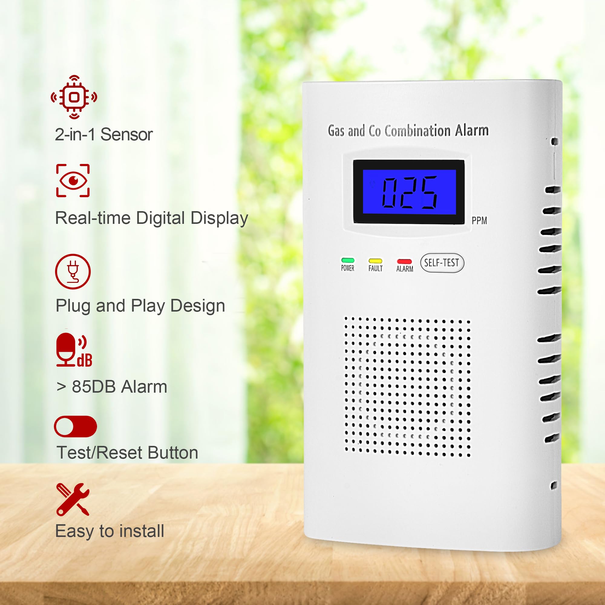 Awatin 9V battery backup compartment for uninterrupted protection.