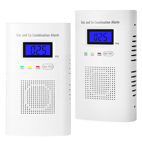 Awatin 2-pack detector front view with digital display for home safety.