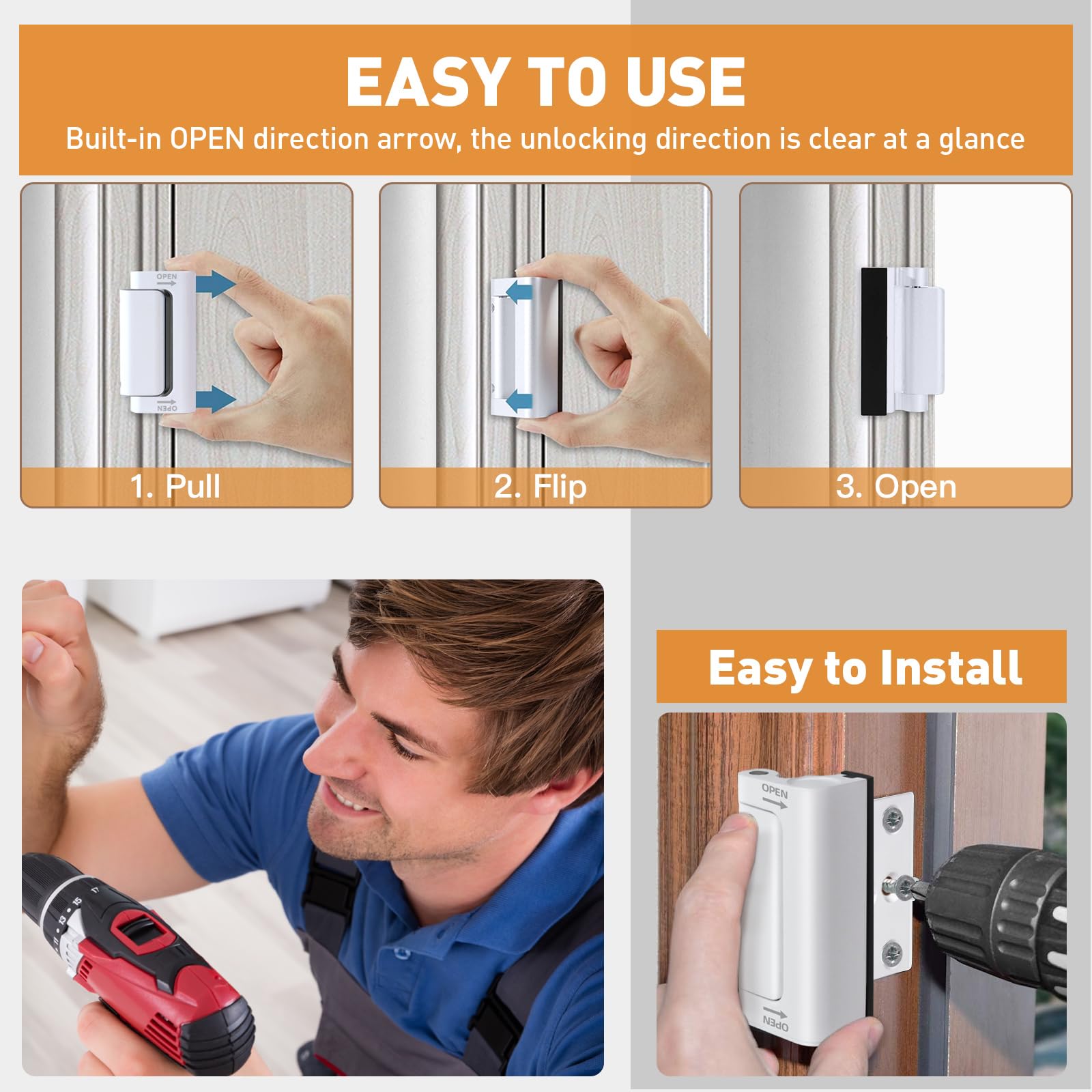 AWDIA child safety lock positioned high to deter curious entry
