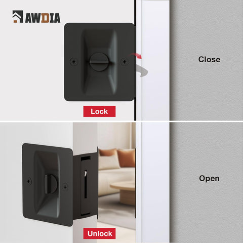 AWDIA lock latch closeup showing copper cover and reliable privacy mechanism