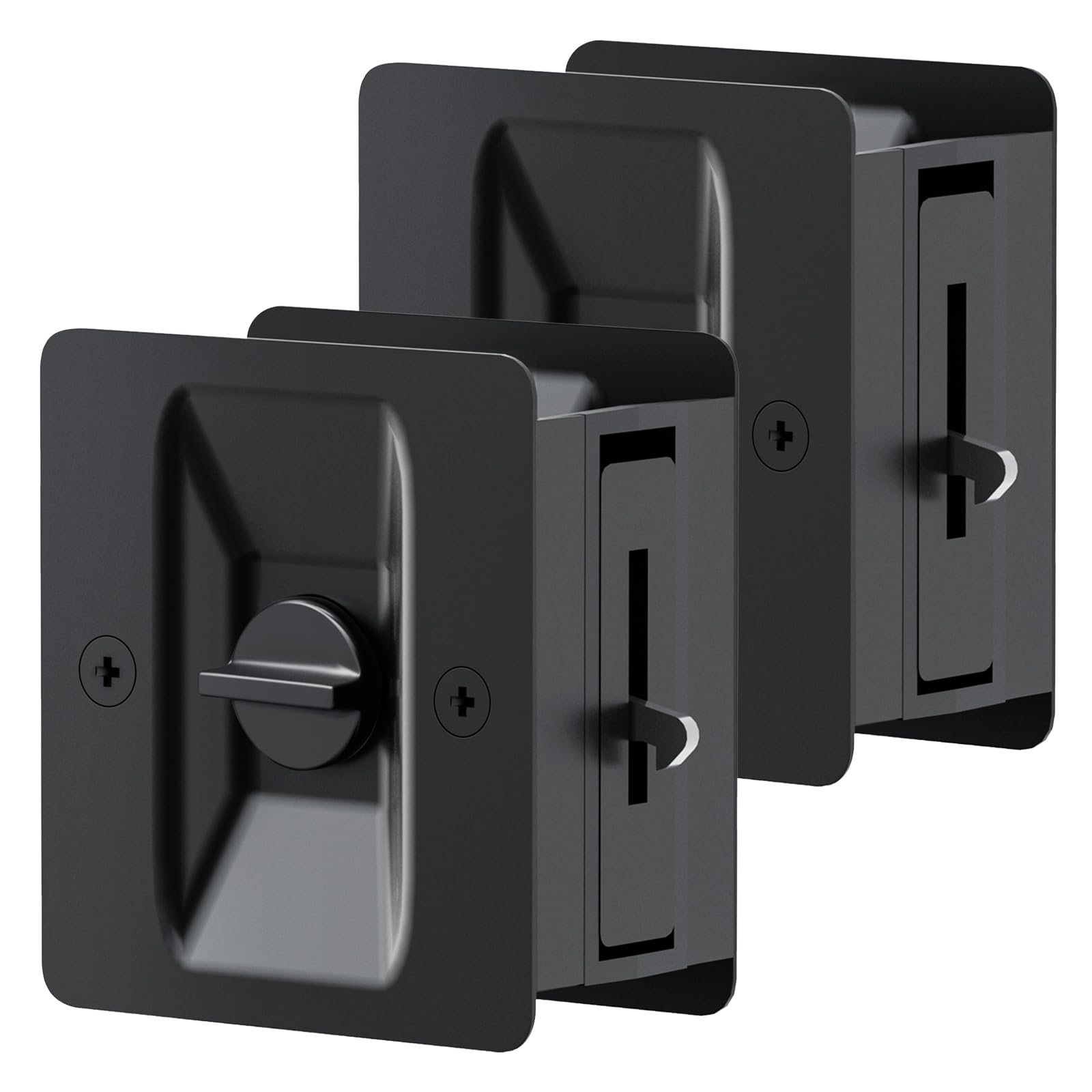 AWDIA matte black pocket door lock 2-pack, provides smooth privacy for sliding doors