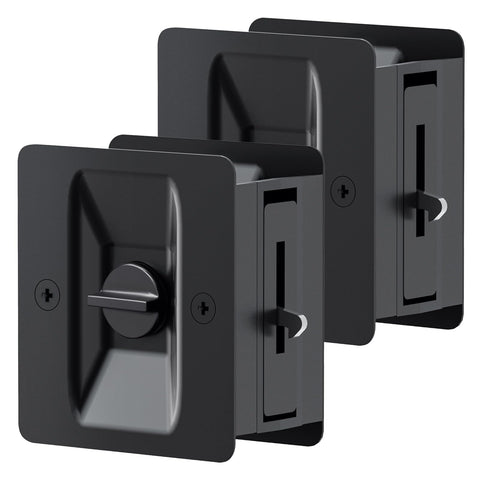 AWDIA matte black pocket door lock 2-pack, provides smooth privacy for sliding doors