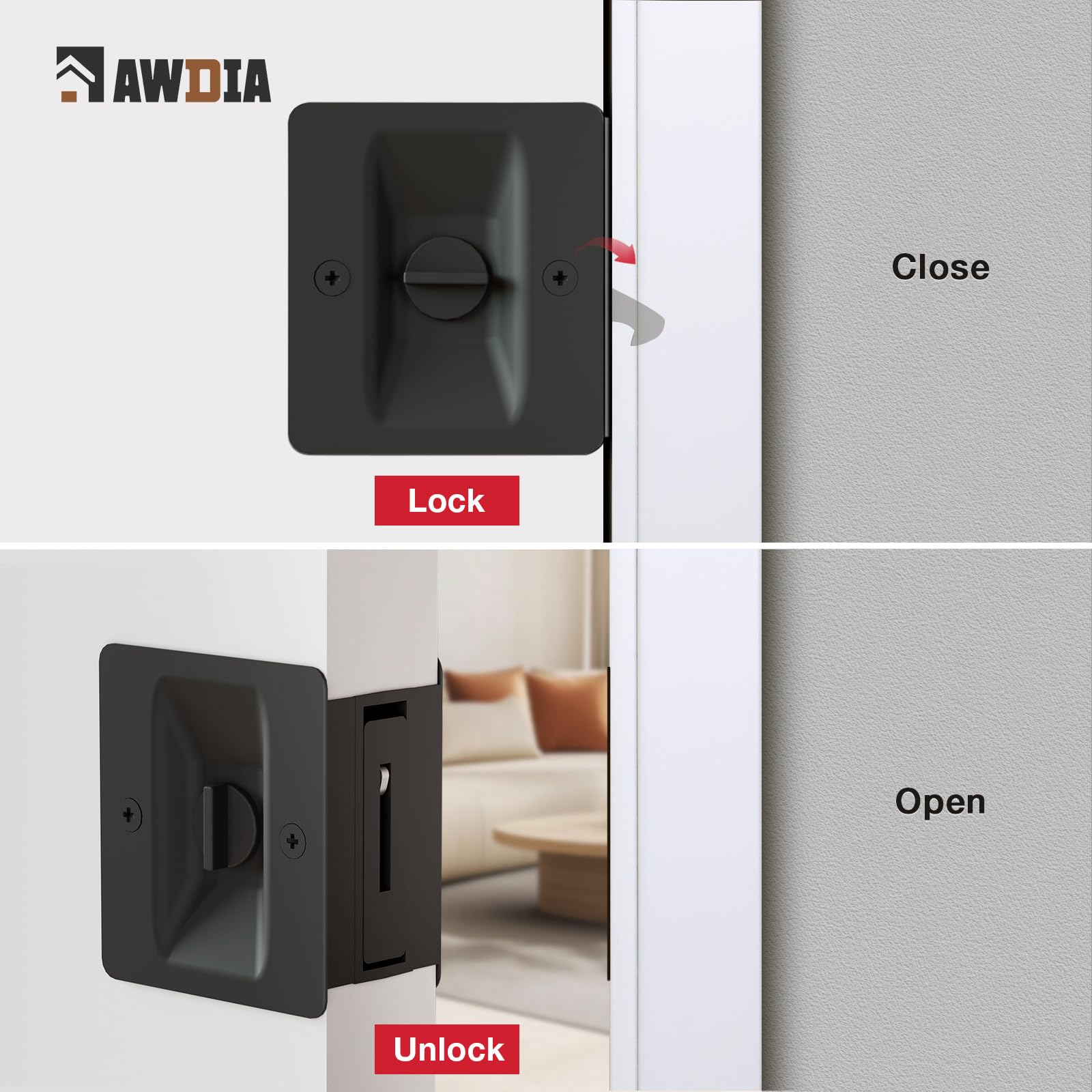 AWDIA privacy pocket door lock latch offers reliable privacy