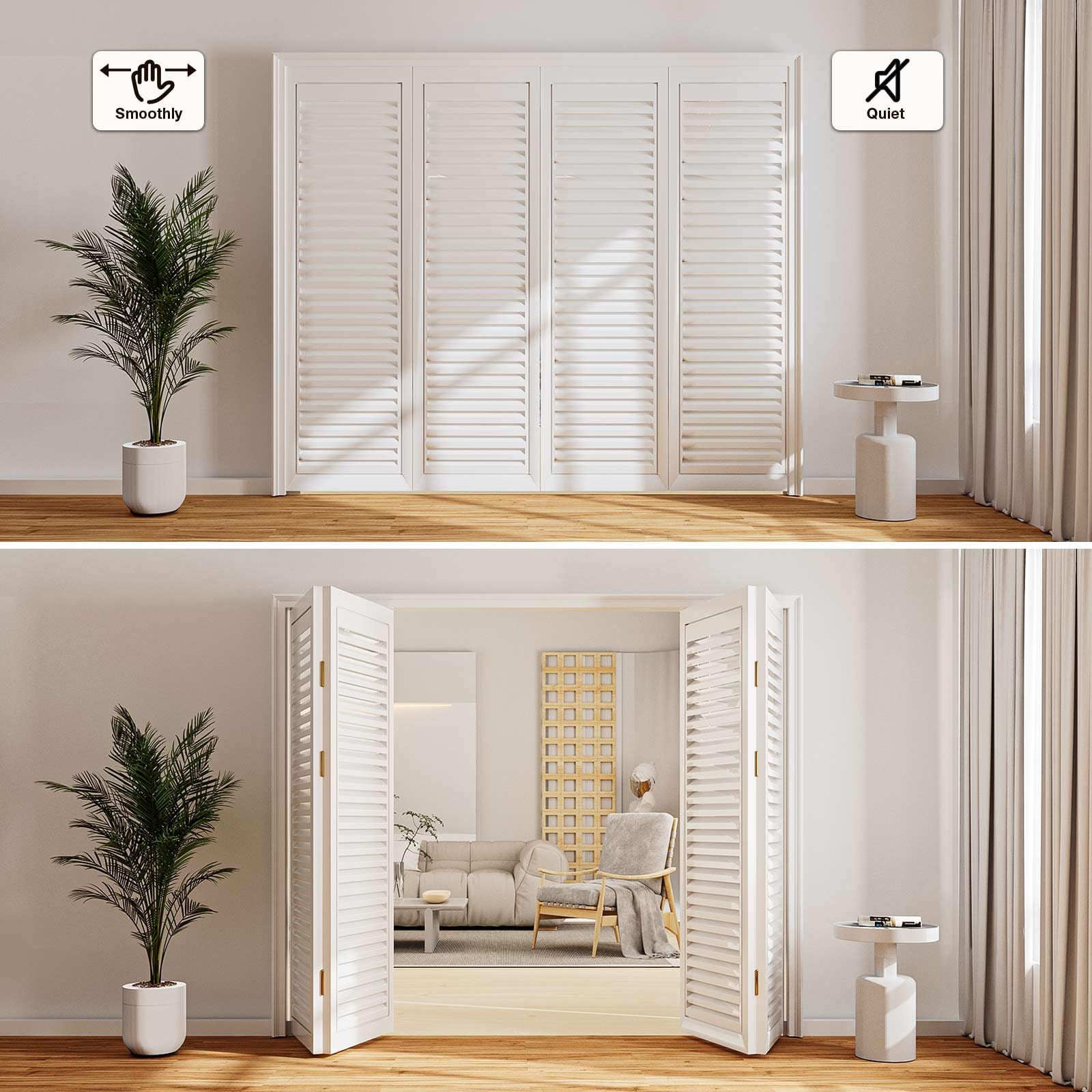 AWDIA top and bottom brackets provide sturdy, adjustable door mounting.