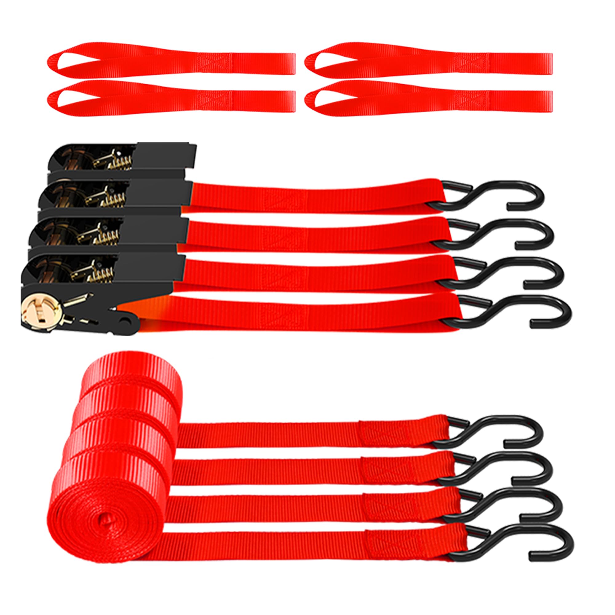 AWELCRAFT ratchet straps in use on a truck bed securing cargo during transport