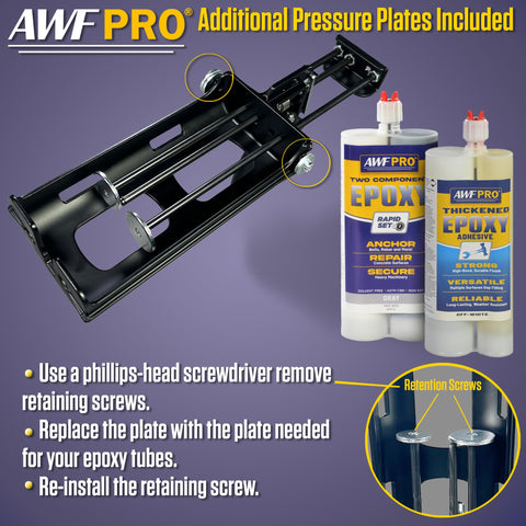 AWF PRO epoxy gun in use applying thick adhesive with precision.
