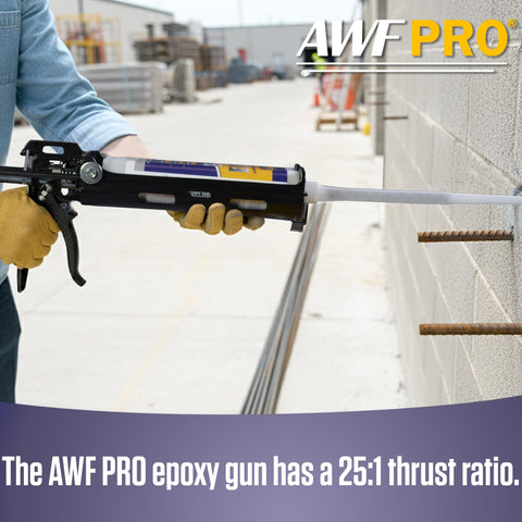 AWF PRO epoxy gun flow control screw enables cleaner, controlled material output.