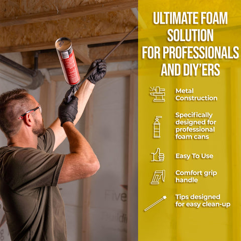 AWF PRO adjustable flow control knob saves foam when a can is attached.