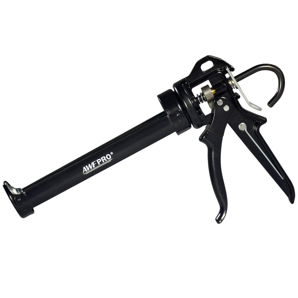 AWF PRO Heavy Duty Caulk Gun with rotating barrel enables precise edge application.