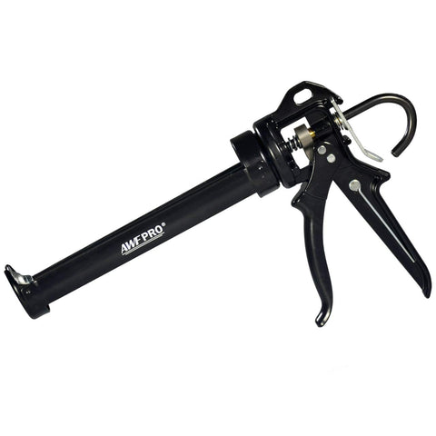 AWF PRO Heavy Duty Caulk Gun with rotating barrel enables precise edge application.