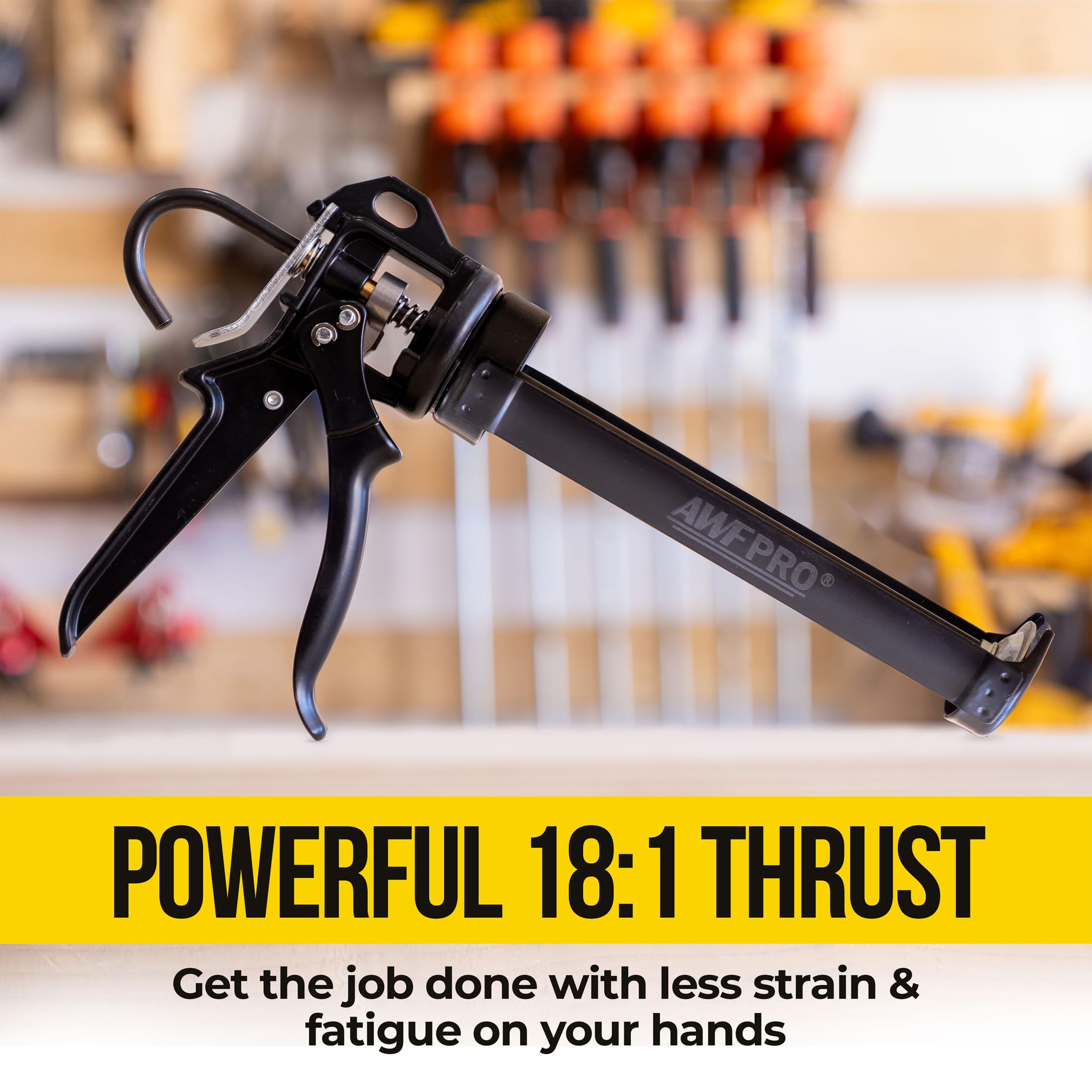 AWF PRO ladder hook keeps the tool accessible on ladders and scaffolds.