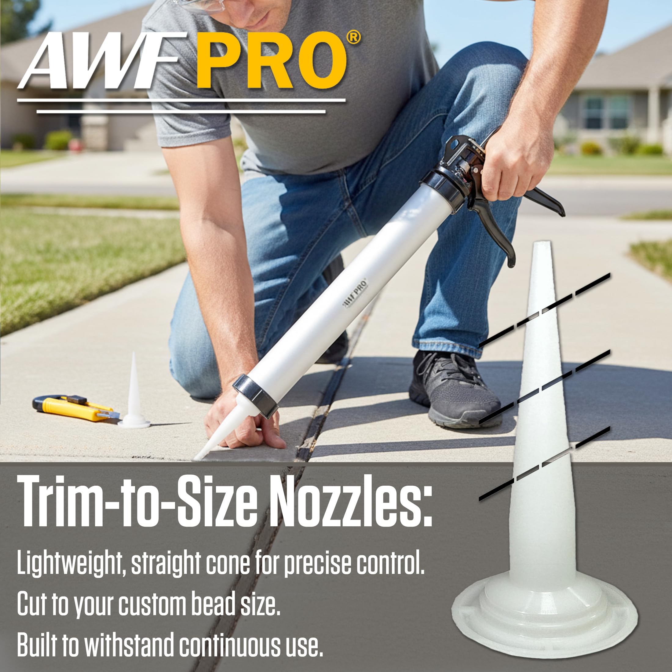 AWF PRO sausage caulking gun with durable ladder hook for jobsite reliability