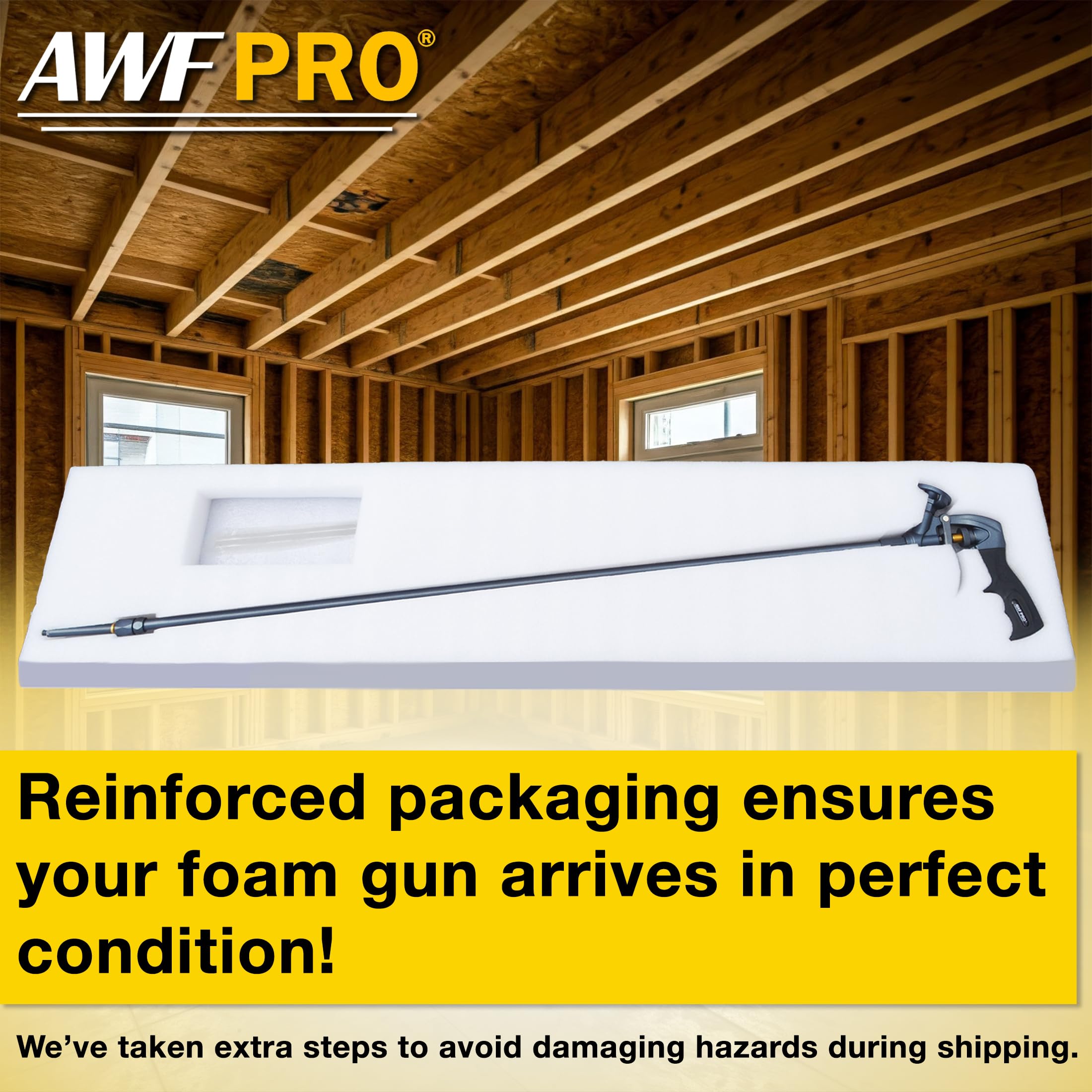 AWF PRO spray foam gun adjustable flow control for efficient use.