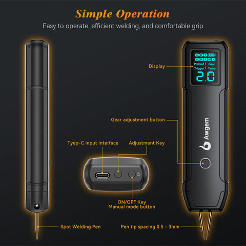 Safety indicators on Awgem SH2 alert for undervoltage and overheating during welding.